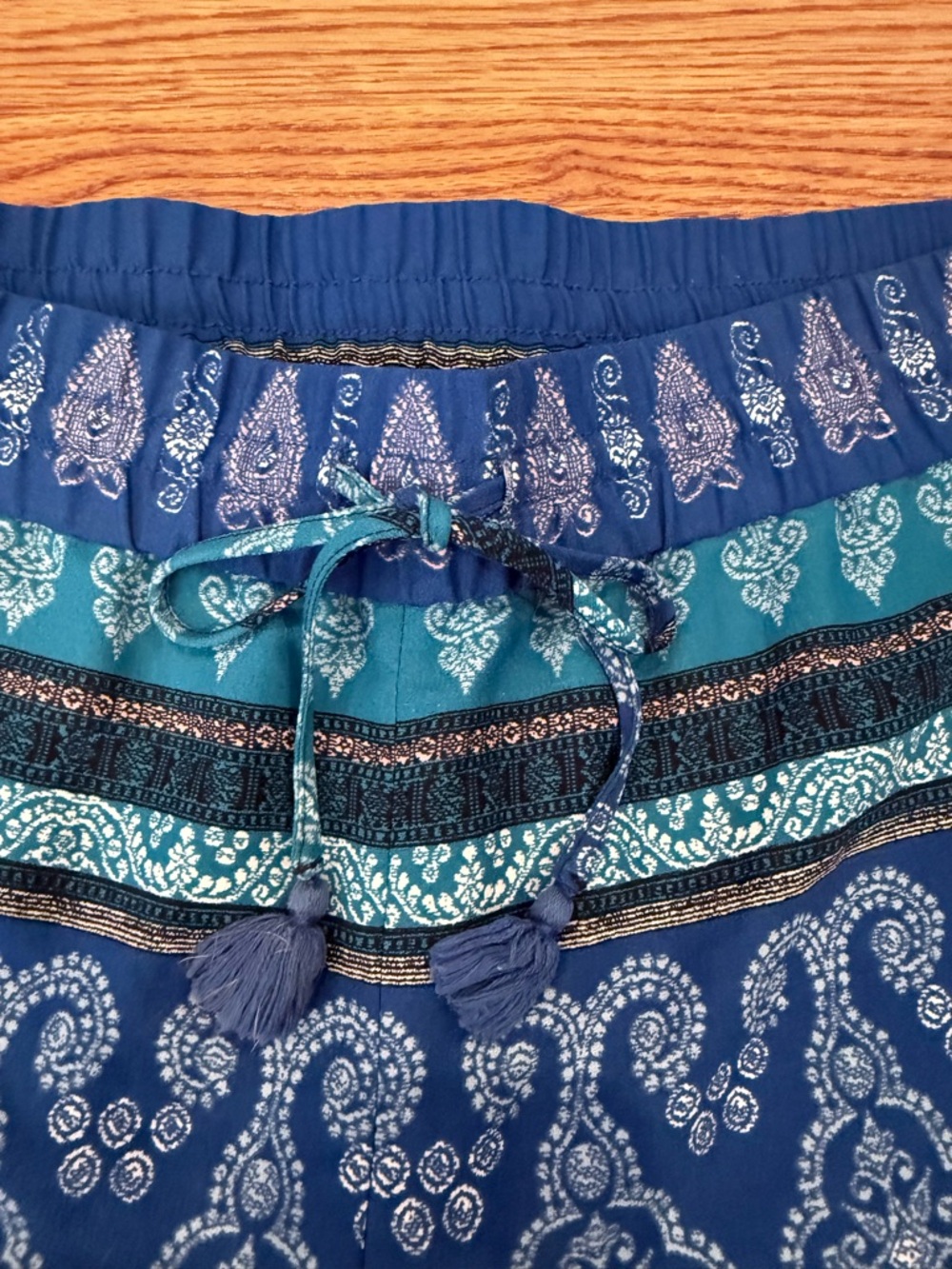 LOFT Blue Paisley-Print Flowy  Shorts - Picture 2 of 6